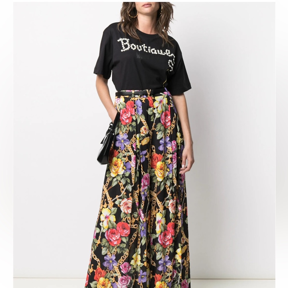Moschino Black Top with Pearl Accents size 42